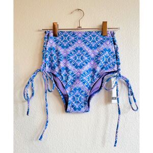 Sundazed High Waist Side Tie Bikini Bottom in Indigo-go Geometric size M NWT